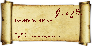 Jordán Éva névjegykártya